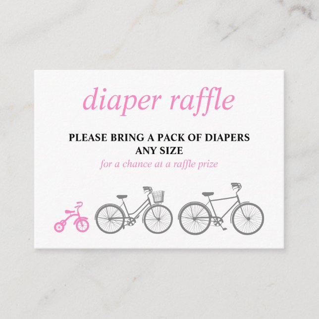 Tarjeta De Recepción Pink Bicycle Diaper Raffle (Anverso)