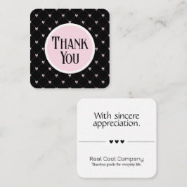 Tarjeta De Recepción Pink & Black Bow Monogram Thank You Card