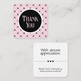 Tarjeta De Recepción Pink & Black Bow Monogram Thank You Card