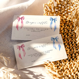 Tarjeta De Recepción Pink Blue Bow Diaper Raffle Ticket Baby Shower