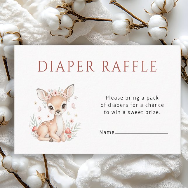 Tarjeta De Recepción Pink Blush Woodland Deer Girl Diaper Raffle (Subido por el creador)