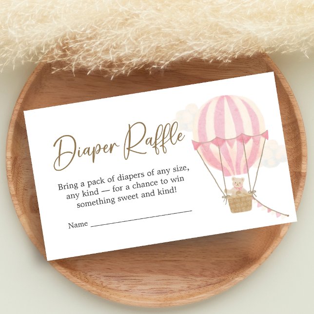 Tarjeta De Recepción Pink Boho Bear Baby Shower Diaper Raffle (Oh Baby Bear Baby Shower Diaper Raffle)