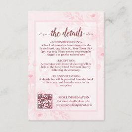 Tarjeta De Recepción Pink Boho Peonies Wedding Details QR Code