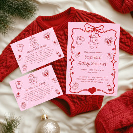 Tarjeta De Recepción Pink “Books for Baby” Baby Shower