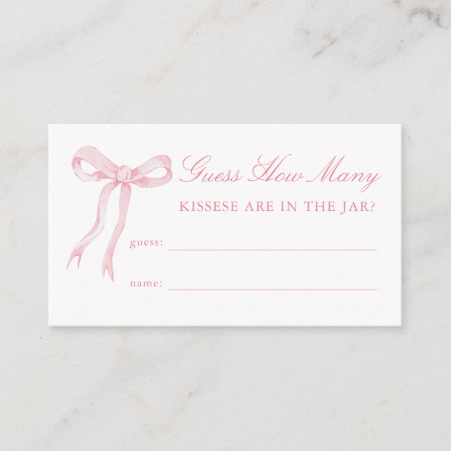 Tarjeta De Recepción Pink Bow Adivinan Cuántos Juegos De Ducha Británic (Anverso)