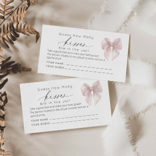 Tarjeta De Recepción Pink Bow Adivinan Cuántos Kiss de juego de novias