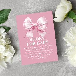 Tarjeta De Recepción Pink Bow Baby Girl Elegant Books for Baby