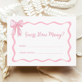 Tarjeta De Recepción Pink Bow Baby Shower Adivina cuántos juegos