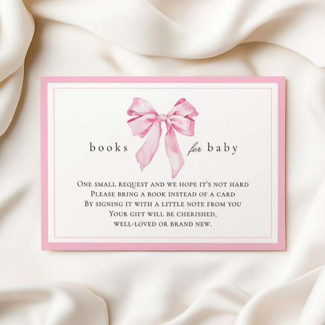 Tarjeta De Recepción Pink Bow Baby Shower Books for Baby (Subido por el creador)