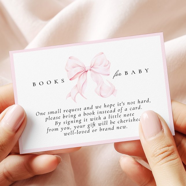 Tarjeta De Recepción Pink Bow Baby Shower Books for Baby Card (Subido por el creador)