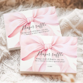 Tarjeta De Recepción Pink Bow Baby Shower Diaper Raffle