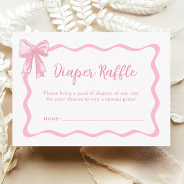 Tarjeta De Recepción Pink Bow Baby Shower Diaper Raffle