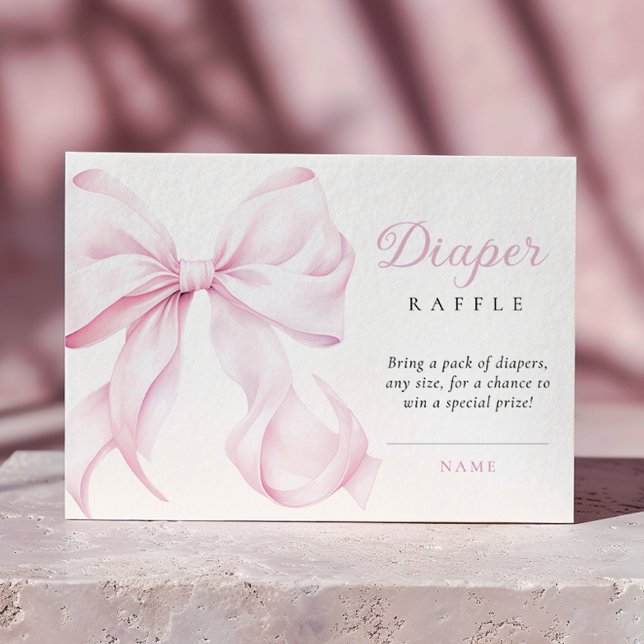 Tarjeta De Recepción Pink Bow Baby Shower Diaper Raffle (Subido por el creador)