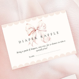 Tarjeta De Recepción Pink Bow Baby Shower Diaper Raffle