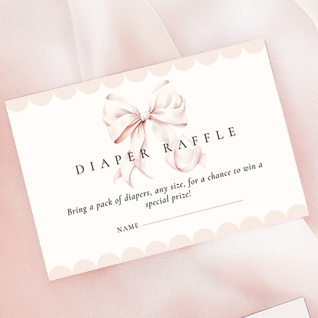 Tarjeta De Recepción Pink Bow Baby Shower Diaper Raffle (Subido por el creador)