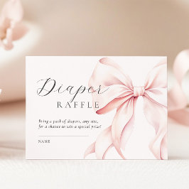Tarjeta De Recepción Pink Bow Baby Shower Diaper Raffle