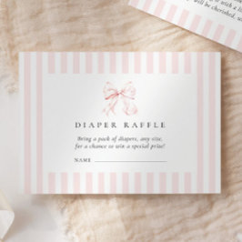 Tarjeta De Recepción Pink Bow Baby Shower Diaper Raffle