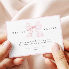Tarjeta De Recepción Pink Bow Baby Shower Diaper Raffle Card