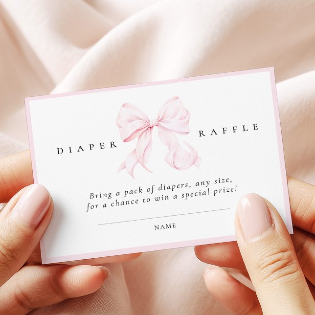 Tarjeta De Recepción Pink Bow Baby Shower Diaper Raffle Card (Subido por el creador)