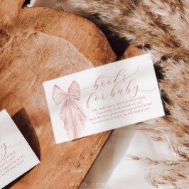 Tarjeta De Recepción Pink Bow Baby Shower Libros Minimalistas para bebé