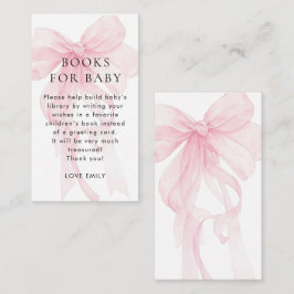 Tarjeta De Recepción Pink Bow Books for Baby Shower