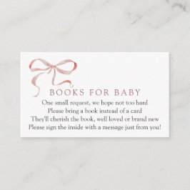 Tarjeta De Recepción Pink Bow Books para solicitud de bebé