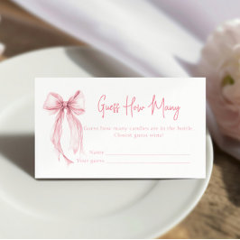 Tarjeta De Recepción Pink Bow Bridal Shower adivina cuántos juegos