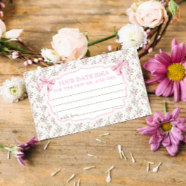Tarjeta De Recepción Pink Bow Bridal Shower Date Ideas nocturnas