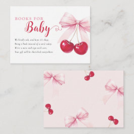 Tarjeta De Recepción Pink Bow Cherries Books for Baby Card