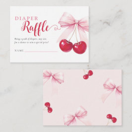 Tarjeta De Recepción Pink Bow Cherries Diaper Raffle Card