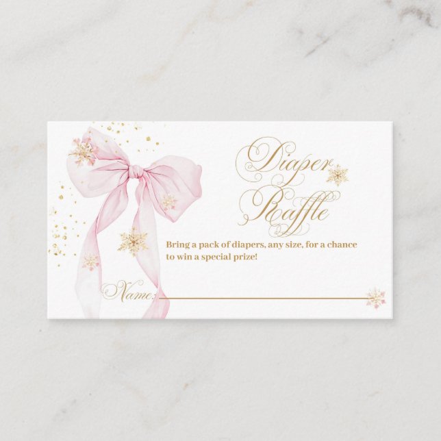 Tarjeta De Recepción Pink Bow Cold Exterior Baby Shower Diaper (Anverso)
