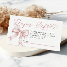 Pink Bow Coquette Baby Shower Diaper Raffle
