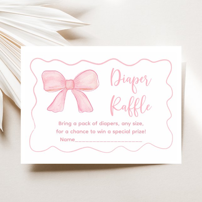 Tarjeta De Recepción Pink Bow Coquette Baby Shower Diaper Raffle (Subido por el creador)