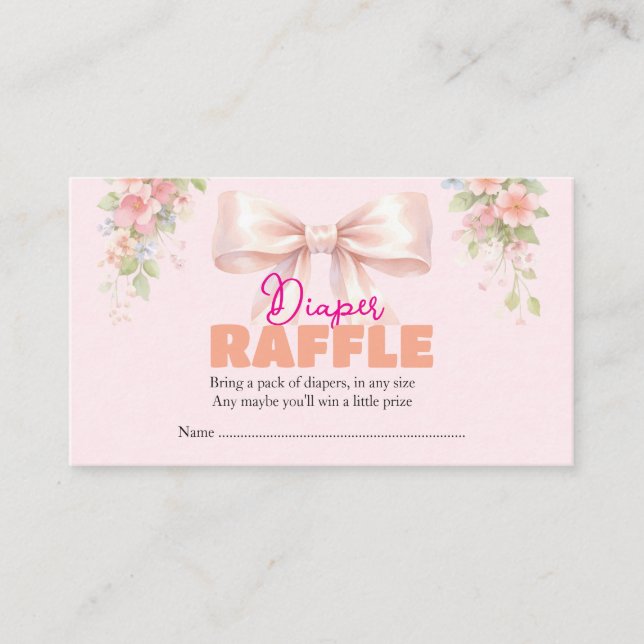 Tarjeta De Recepción Pink Bow Coquette Floral Baby Girl Baby Shower (Anverso)