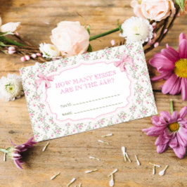 Tarjeta De Recepción Pink Bow: ¿Cuántos besos de juego de novias?