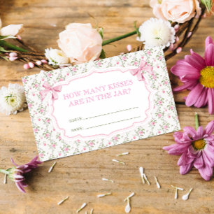 Tarjeta De Recepción Pink Bow: ¿Cuántos besos de juego de novias?