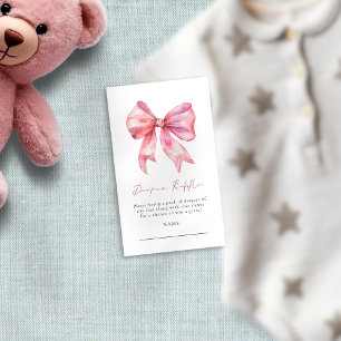 Tarjeta De Recepción Pink Bow Diaper Raffle Baby Shower