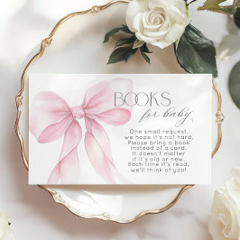 Tarjeta De Recepción Pink Bow Elegant Calligraphy Book para bebé