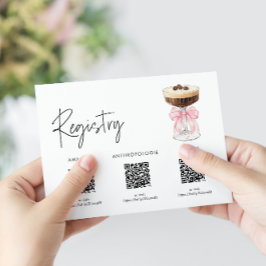 Tarjeta De Recepción Pink Bow Espresso Martini Bridal Shower - Registro