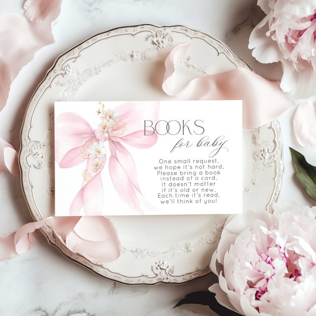 Tarjeta De Recepción Pink Bow Floral Book por boleto para bebé (Subido por el creador)