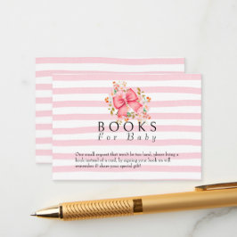 Tarjeta De Recepción Pink Bow Flour acuarela ducha de bebé