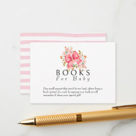 Tarjeta De Recepción Pink Bow Flour acuarela ducha de bebé