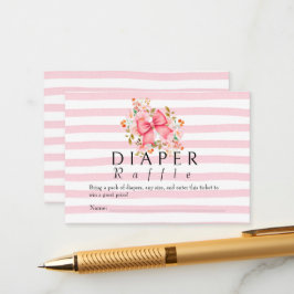 Tarjeta De Recepción Pink Bow Flour acuarela ducha de bebé