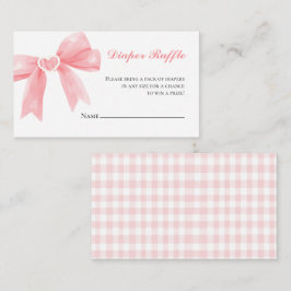 Tarjeta De Recepción Pink bow gingham preppy baby ducha Diaper Raffle