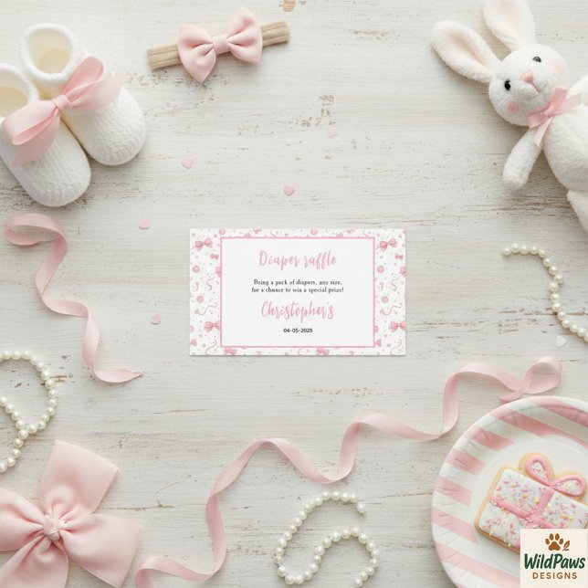 Tarjeta De Recepción Pink Bow Girl Baby Shower – Cute & Fun Party (Pink Bow Girl Baby Shower – Cute & Fun Party Enclosure Card
)