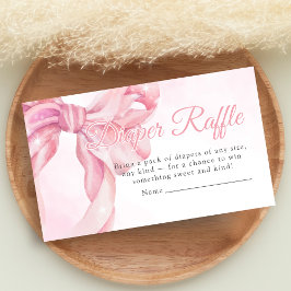 Tarjeta De Recepción Pink Bow Girl Baby Shower Diaper Raffle