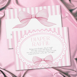 Tarjeta De Recepción Pink Bow Girl Coquette Striped Baby Shower Diaper