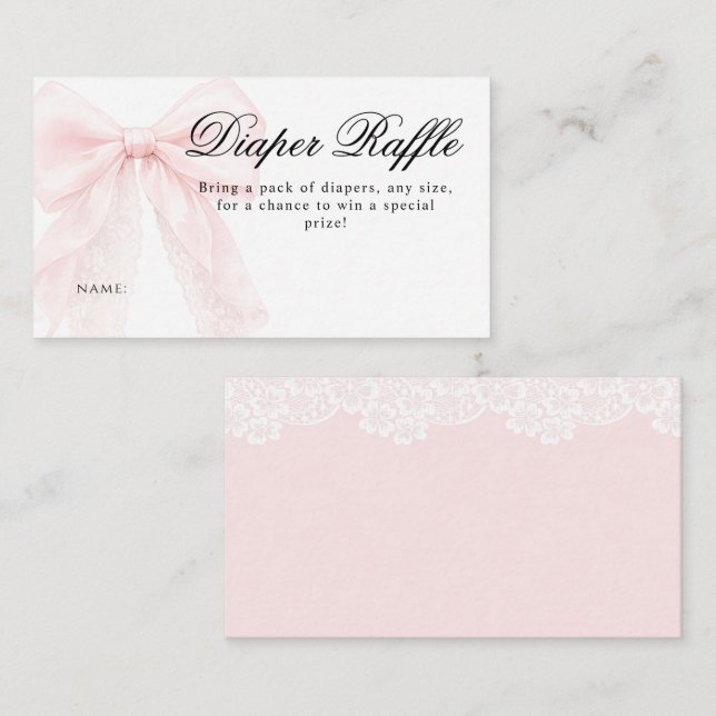 Tarjeta De Recepción Pink Bow Girl Modern Baby Shower  (Anverso / Reverso)