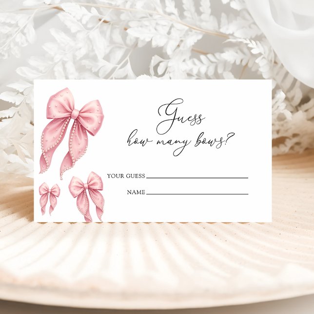 Tarjeta De Recepción Pink Bow How Many Bows Baby Shower Game (Subido por el creador)