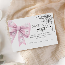 Tarjeta De Recepción Pink Bow Little Boo Baby Shower Diaper Raffle